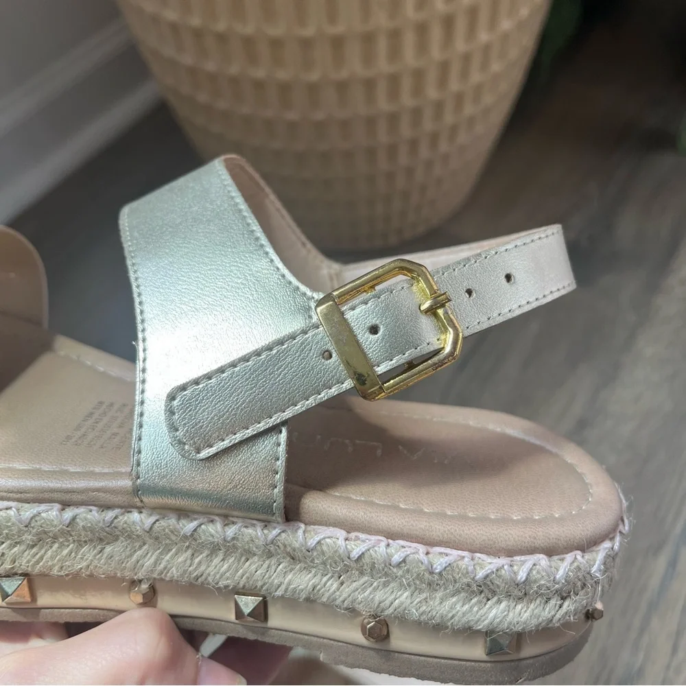Studded‎ Espadrilles Tan Gold Via Luna Sz 8.5 Sz 39 Boho Beach